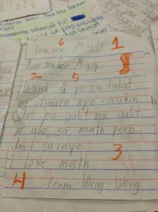 Above is a note that one of Teacher Miggy's students gave him last Friday. 