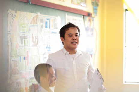 Teacher Jerome leads his class in coming up with their goals for the year.