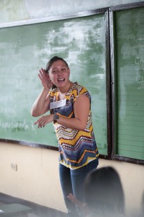 Teacher Steffi engages her students.